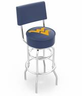 West Virginia Mountaineers Chrome Double Ring Swivel Barstool with Back