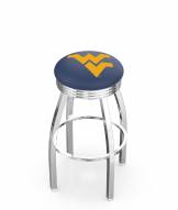 West Virginia Mountaineers Chrome Swivel Barstool with Ribbed Accent Ring