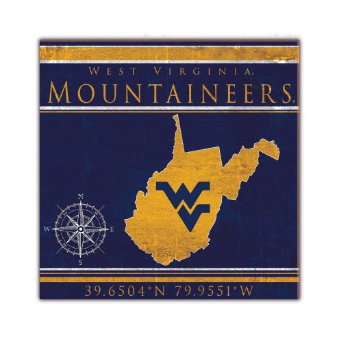 West Virginia Mountaineers Coordinates 10&quot; x 10&quot; Sign