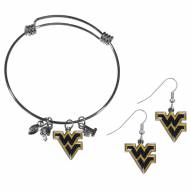 West Virginia Mountaineers Dangle Earrings & Charm Bangle Bracelet Set