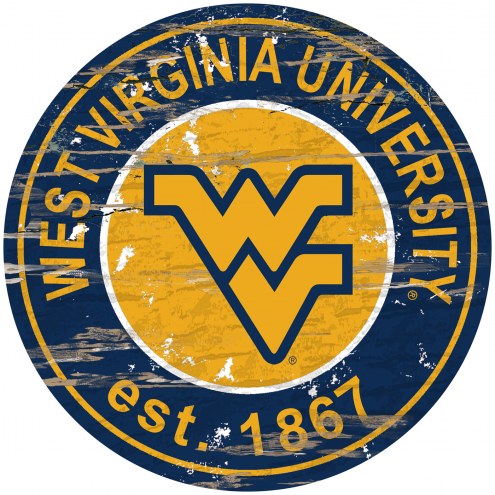 West Virginia Mountaineers Distressed Round Sign