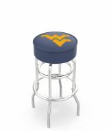 West Virginia Mountaineers Double-Ring Chrome Base Swivel Bar Stool