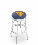 West Virginia Mountaineers Double Ring Swivel Barstool with Ribbed Accent Ring