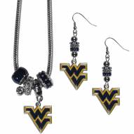 West Virginia Mountaineers Euro Bead Earrings & Necklace Set