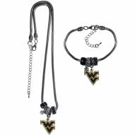 West Virginia Mountaineers Euro Bead Necklace & Bracelet Set