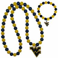 West Virginia Mountaineers Fan Bead Necklace & Bracelet Set