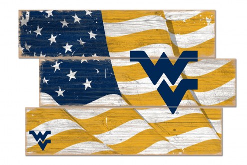 West Virginia Mountaineers Flag 3 Plank Sign