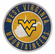 West Virginia Mountaineers Round State Wood Sign