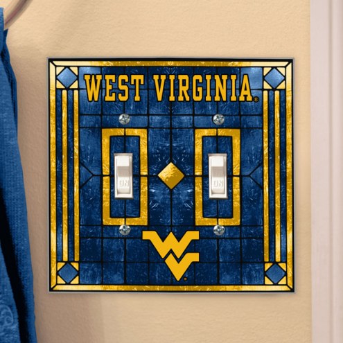West Virginia Mountaineers Glass Double Switch Plate Cover