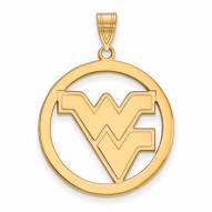 West Virginia Mountaineers Sterling Silver Gold Plated Large Circle Pendant