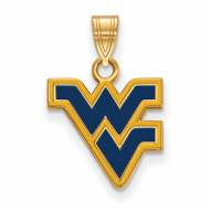 West Virginia Mountaineers Sterling Silver Gold Plated Small Enameled Pendant
