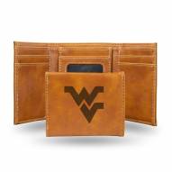 West Virginia Mountaineers Laser Engraved Brown Trifold Wallet