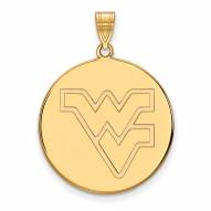 West Virginia Mountaineers Sterling Silver Gold Plated Extra Large Disc Pendant