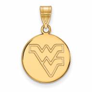 West Virginia Mountaineers Sterling Silver Gold Plated Medium Disc Pendant