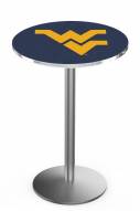 West Virginia Mountaineers Stainless Steel Bar Table with Round Base