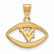 West Virginia Mountaineers Sterling Silver Gold Plated Football Pendant