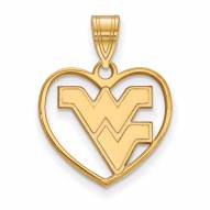 West Virginia Mountaineers Sterling Silver Gold Plated Heart Pendant