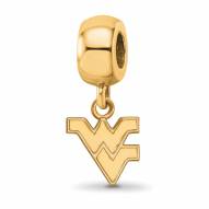 West Virginia Mountaineers Sterling Silver Gold Plated Extra Small Dangle Bead
