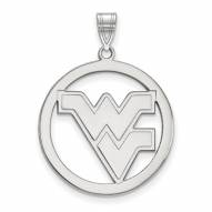 West Virginia Mountaineers Sterling Silver Large Circle Pendant