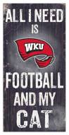 Western Kentucky Hilltoppers 6" x 12" Football & My Cat Sign