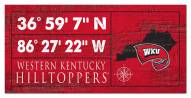 Western Kentucky Hilltoppers Horizontal Coordinate 6" x 12" Sign