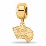 Western Kentucky Hilltoppers Sterling Silver Gold Plated Extra Small Dangle Bead