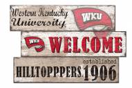 Western Kentucky Hilltoppers Welcome 3 Plank Sign
