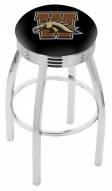Western Michigan Broncos Chrome Swivel Barstool with Ribbed Accent Ring