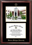 Western Michigan Broncos Gold Embossed Diploma Frame with Campus Images Lithograph