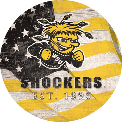 Wichita State Shockers 12&quot; Team Color Flag Circle Sign