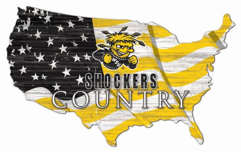 Wichita State Shockers 15&quot; USA Flag Cutout Sign