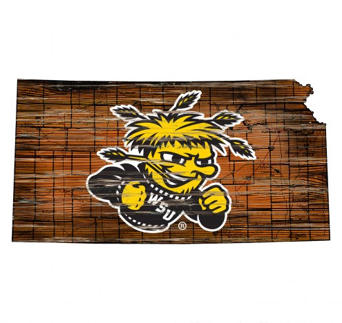Wichita State Shockers Distressed State with Logo Sign