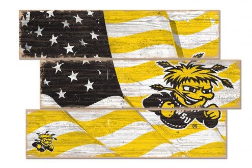 Wichita State Shockers Flag 3 Plank Sign