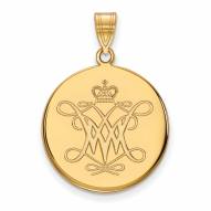 William & Mary Tribe 14k Yellow Gold Large Disc Pendant