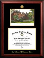 William & Mary Tribe Gold Embossed Diploma Frame with Campus Images Lithograph