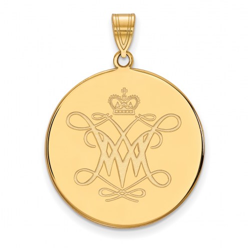 William & Mary Tribe Sterling Silver Gold Plated Extra Large Disc Pendant