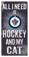 Winnipeg Jets 6" x 12" Hockey & My Cat Sign