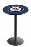 Winnipeg Jets Black Wrinkle Bar Table with Round Base