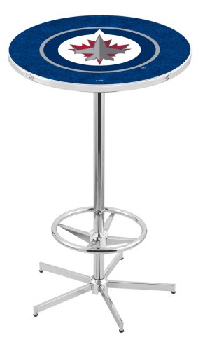 Winnipeg Jets Chrome Bar Table with Foot Ring
