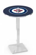 Winnipeg Jets Chrome Bar Table with Square Base