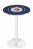Winnipeg Jets Chrome Pub Table with Round Base