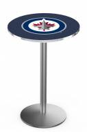 Winnipeg Jets Stainless Steel Bar Table with Round Base
