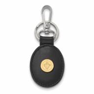 Winnipeg Jets Sterling Silver Gold Plated Black Leather Key Chain