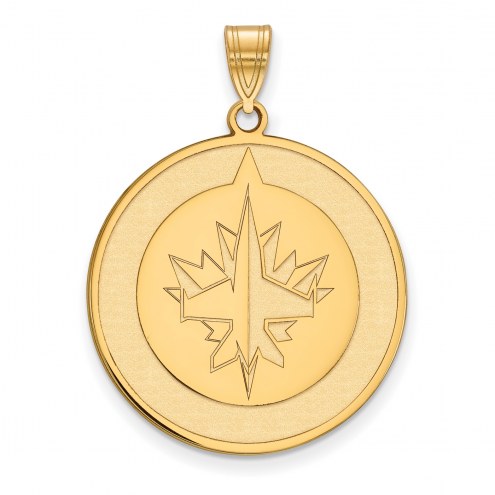 Winnipeg Jets Sterling Silver Gold Plated Extra Large Pendant