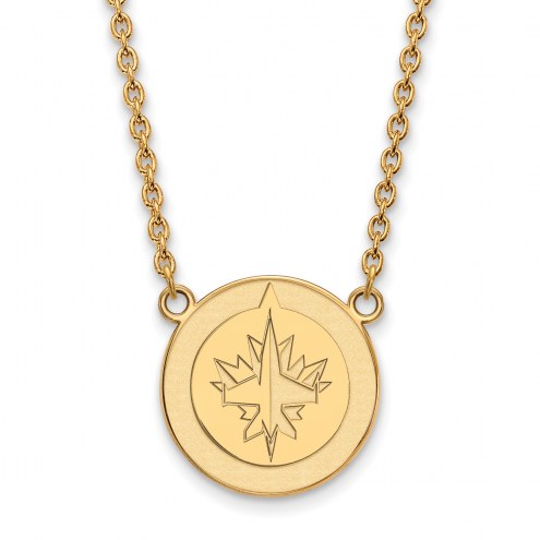Winnipeg Jets Sterling Silver Gold Plated Large Pendant Necklace