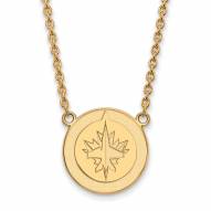 Winnipeg Jets Sterling Silver Gold Plated Large Pendant Necklace