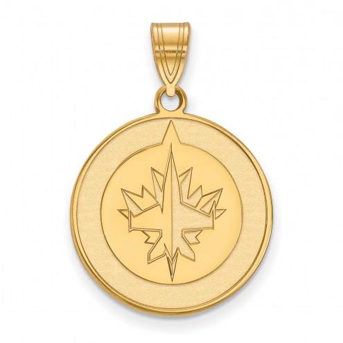 Winnipeg Jets Sterling Silver Gold Plated Large Pendant