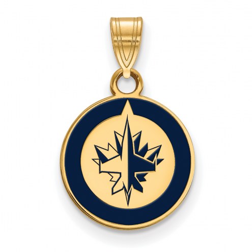 Winnipeg Jets Sterling Silver Gold Plated Small Enameled Pendant