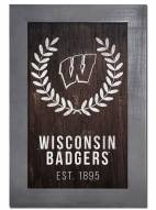 Wisconsin Badgers 11" x 19" Laurel Wreath Framed Sign
