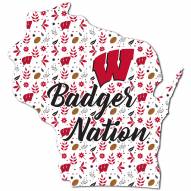 Wisconsin Badgers 12" Floral State Sign